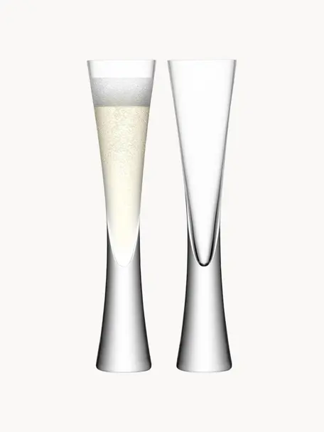 Copas flauta de champán Moya, 2 uds., Vidrio, Transparente, Ø 6 x Al 25 cm, 170 ml