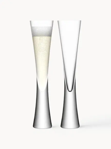 Flûtes à champagne Moya, 2 pièces, Verre, Transparent, Ø 6 x haut. 25 cm, 170 ml