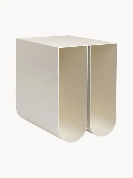 Tavolino in metallo Curved, Acciaio verniciato a polvere, Beige, Larg. 26 x Alt. 36 cm