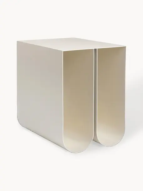 Tavolino in metallo Curved, Acciaio verniciato a polvere, Beige chiaro, Larg. 26 x Alt. 36 cm