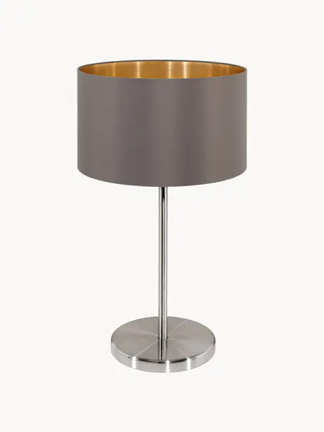 Lampada da tavolo Jamie, Base della lampada: metallo nichelato, Grigio, dorato, Ø 23 x Alt. 42 cm