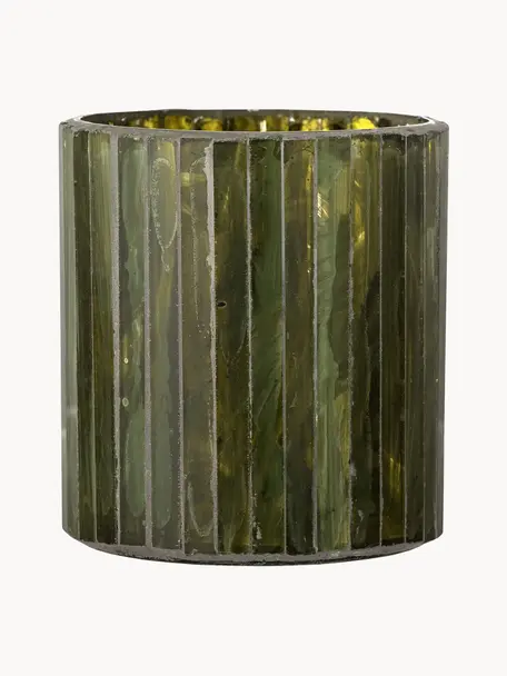 Vánoční skleněný svícen na čajovou svíčku Kamille, Sklo, Odstíny zelené, Ø 8 cm, V 9 cm