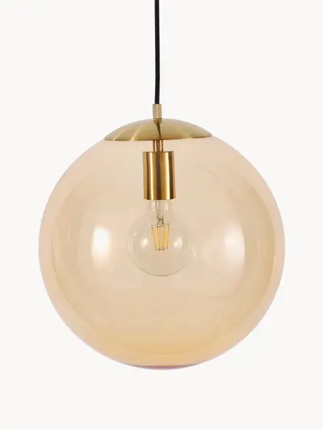 Závesná lampa zo skla Bao, Zlatá, Ø 35 cm