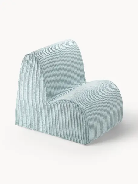 Fauteuil pour enfant en velours côtelé Cloud, Velours côtelé bleu ciel, larg. 50 x prof. 60 cm