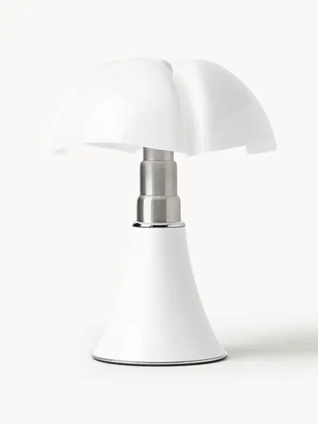 Mobiele dimbare LED tafellamp Pipistrello, Wit, glanzend, Ø 27 x H 35 cm