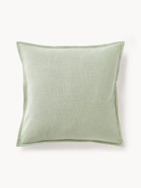 Housse de coussin 50s50 en coton Vicky, 100 % coton bio, Vert sauge, larg. 50 x long. 50 cm