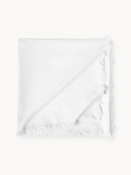 Tischdecke Nalia mit Fransen, 100 % Baumwolle, Weiß, 6-8 Personen (L 250 x B 160 cm)