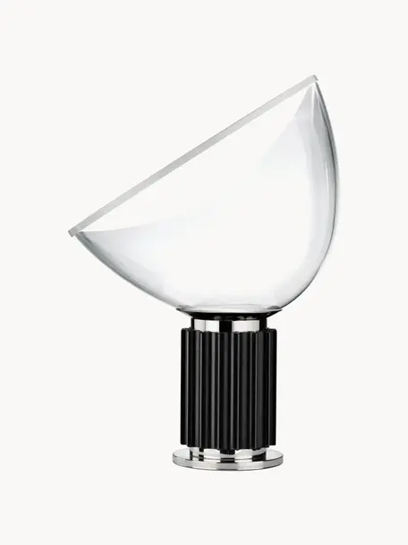 Dimmbare LED-Tischlampe Taccia Small, mundgeblasen, Lampenschirm: Kunststoff, Glas, Schwarz, Ø 37 x H 49 cm