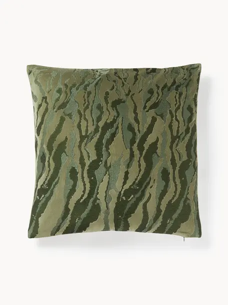 Housse de coussin 45x45 en velours Phoenix, Velours (100 % coton), Vert olive, larg. 45 x long. 45 cm