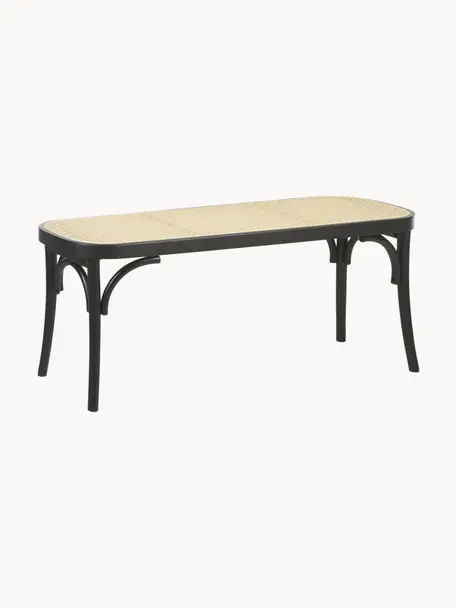 Banco madera con tejido vienés Franz, Asiento: ratán, Estructura: madera de haya maciza, Negro, beige, An 110 x Al 47 cm