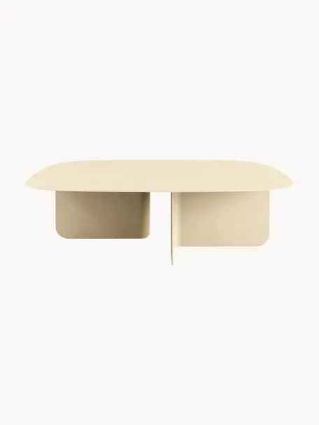 Ručně vyrobený konferenční stolek Livia, Ocelový plech, práškově lakovaný, Světle béžová, Š 115 cm, V 77 cm