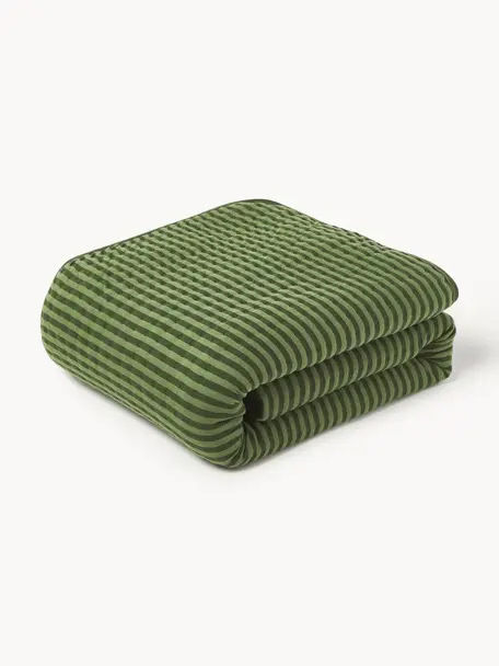 Colcha de algodón acolchada Nivia, Funda: 100% algodón, Verde oscuro, verde, An 180 x L 250 cm (para camas de 140 x 200 cm)