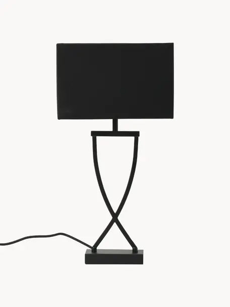Große Tischlampe Vanessa, Lampenfuß: Metall, pulverbeschichtet, Lampenschirm: Textil, Schwarz, B 27 x H 52 cm