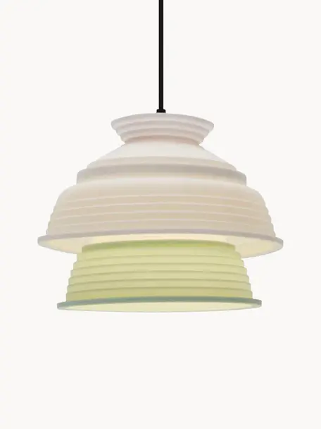 Kleine hanglamp CL4, Lampenkap: silicone, kunststof, Lichtgroen, wit, Ø 26 x H 20 cm