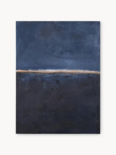 Quadro dipinto a mano Edge Blue, Tonalità blu, Larg. 88 x Alt. 118 cm