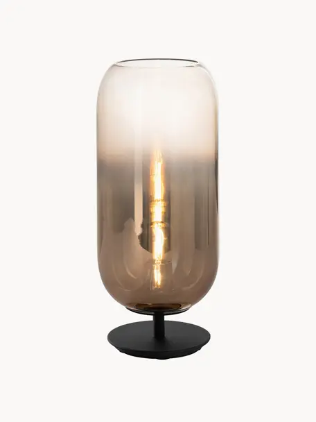 Ručně foukaná stolní lampa Gople, v různých velikostech, Hnědá, černá, Š 21 cm, V 49 cm