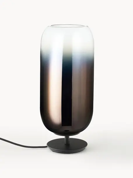 Lampe à poser soufflée bouche Gople, tailles variées, Brun, noir, Ø 21 x haut. 49 cm