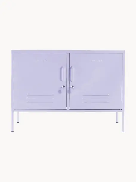 Metall-Sideboard Mustard mit Türen, Stahl, pulverbeschichtet, Lavendel, B 100 x H 72 cm