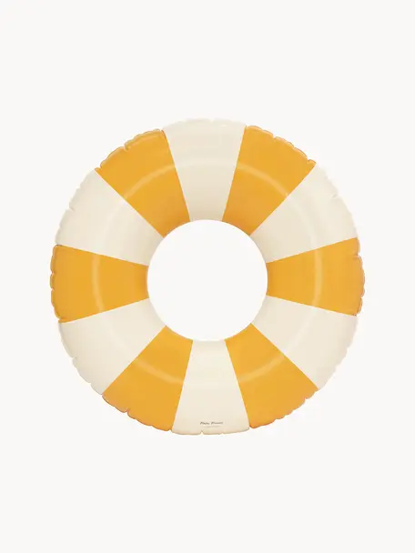 Handgefertigter Schwimmring Celine, PVC-Kunststoff, Sonnengelb, Off White, Ø 120 cm