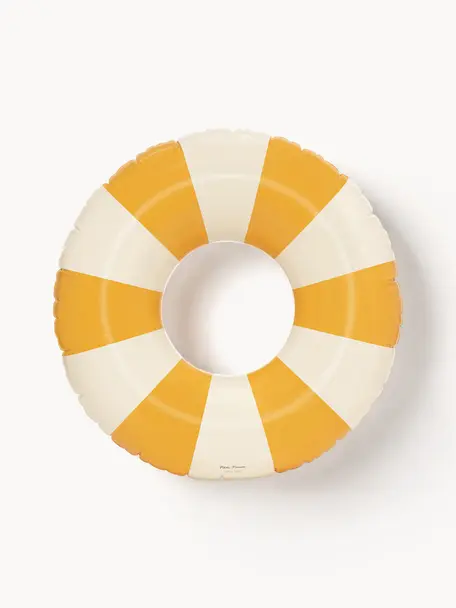 Bouée de natation artisanale Céline, PVC, Jaune soleil, blanc cassé, Ø 120 cm