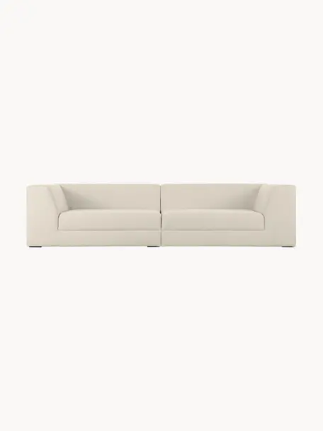 Sofa modułowa Grant (3-osobowa), Tapicerka: bawełna Dzięki tkaninie w, Nogi: lite drewno bukowe, lakie, Jasnobeżowa tkanina, S 266 x G 106 cm