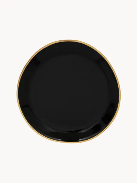 Schoteltjes Good Morning met goudkleurige rand, 2 stuks, Keramiek, Zwart, Ø 9 cm