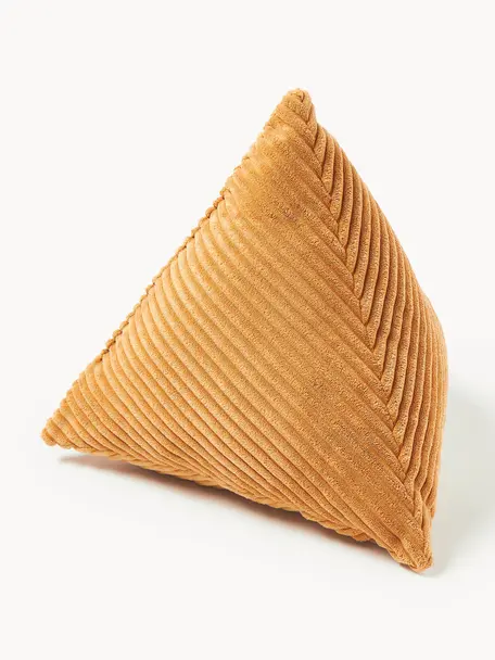 Trojúhelníkový manšestrový polštář Kylen, Oranžová, Š 40 cm, D 40 cm