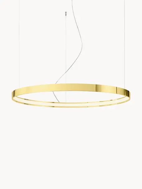 Grosse LED-Pendelleuchte Tim, handgefertigt, Goldfarben, glänzend, Ø 78 cm
