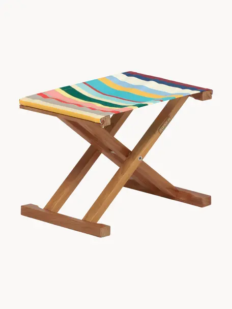 Tabouret pliable artisanal en teck Classique, Multicolore, bois de teck, larg. 45 x haut. 34 cm