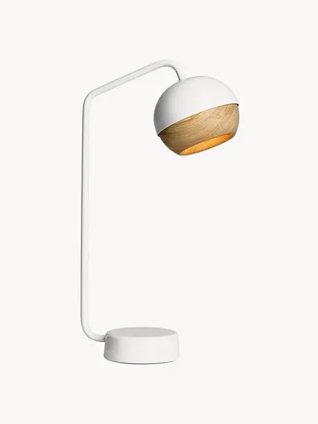 Stolní LED lampa Ray, Bílá, světlé dřevo, Š 12 cm, V 40 cm