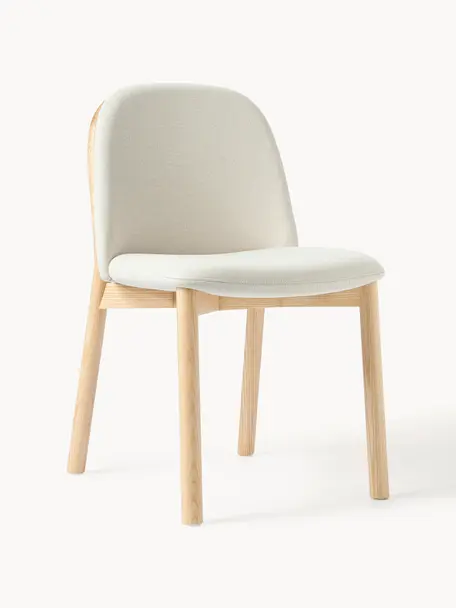 Čalúnená stolička z jaseňového dreva Julie, Lomená biela, svetlé jaseňové drevo, Š 47 x V 81 cm
