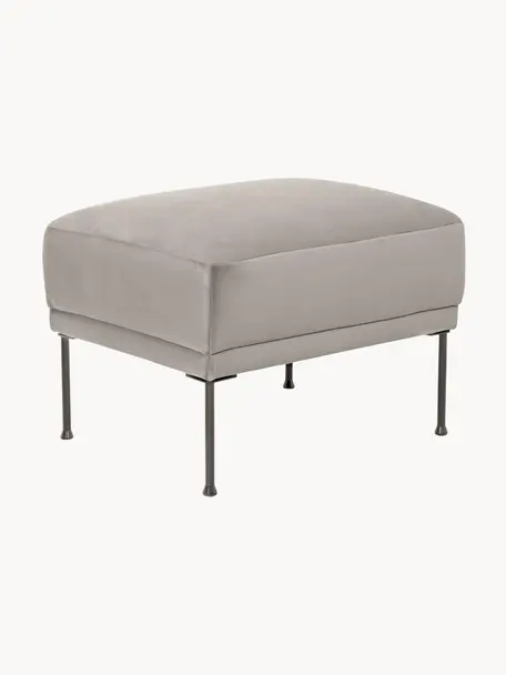 Reposapiés puf de terciopelo Fluente, Tapizado: terciopelo (poliéster de , Estructura: madera de pino maciza, Patas: metal con pintura en polv, Terciopelo beige, An 62 x F 50 cm