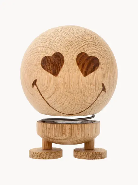 Objet décoratif en bois de chêne Smiley, Bois de chêne, Amoureux, Ø 8 x haut. 10 cm