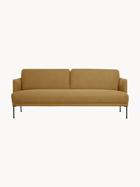 Sofa Fluente (3-Sitzer), Bezug: 100% Polyester 115.000 Sc, Gestell: Massives Kiefernholz, FSC, Füße: Metall, pulverbeschichtet, Webstoff Senfgelb, B 196 x T 85 cm