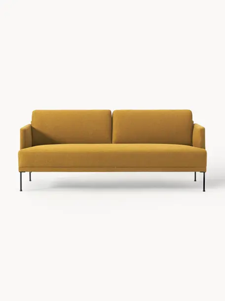 Sofa Fluente (3-Sitzer), Bezug: 100% Polyester 115.000 Sc, Gestell: Massives Kiefernholz, Webstoff Ocker, B 196 x T 85 cm