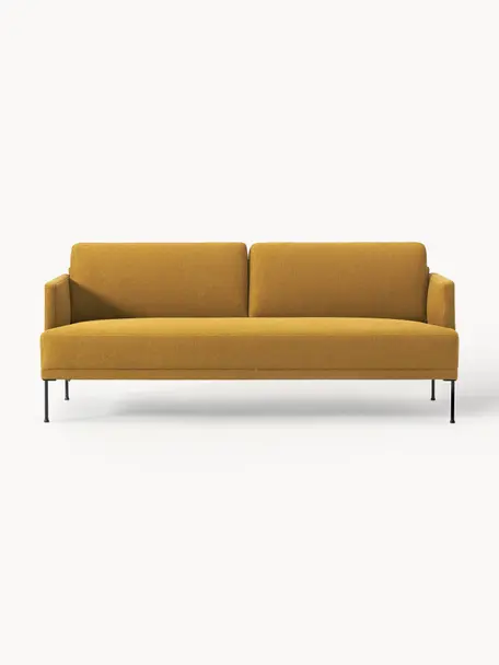 Sofa Fluente (3-Sitzer), Bezug: 100% Polyester 115.000 Sc, Gestell: Massives Kiefernholz, Füße: Metall, pulverbeschichtet, Webstoff Ocker, B 196 x T 85 cm