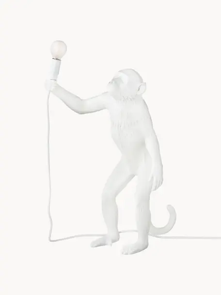 Grosse Design Tischlampe Monkey, Weiss, B 46 x H 54 cm