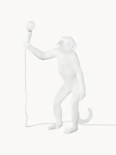 Lámpara de mesa grande de diseño Monkey, Lámpara: resina, Cable: plástico, Blanco, An 46 x Al 54