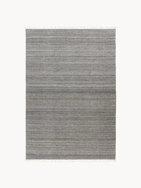 Tappeto da interno-esterno tessuto a mano con frange Nador, 100% polietilene, Grigio scuro, Larg. 80 x Lung. 150 cm (taglia XS)