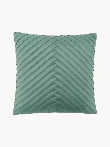Poszewka na poduszkę z aksamitu Lucie, 100% aksamit (poliester), Zielony, S 45 x D 45 cm