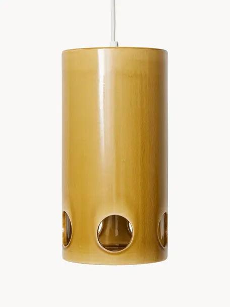 Lampada a sospensione fatta a mano Mustard, Paralume: ceramica, Giallo senape, Ø 15 x Alt. 30 cm