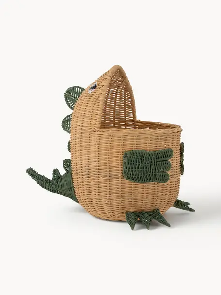 Panier de rangement en rotin Eddi, Rotin, Beige, vert foncé, larg. 57 x haut. 48 cm