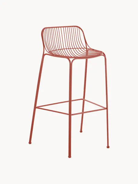 Chaise de bar de jardin Hiray, Acier galvanisé, laqué, Rouge rouille, larg. 57 x haut. 96 cm