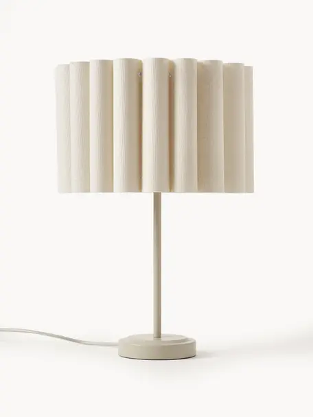 Lampa stołowa z lnu Aguilar, Jasny beżowy, Ø 32 x W 46 cm