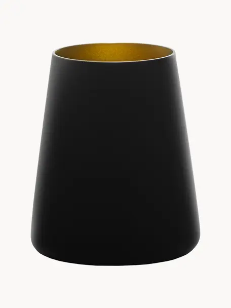 Vasos cóctel de cristal Power, 6 uds., Cristal recubierto, Negro, dorado, Ø 9 x Al 10 cm, 380 ml