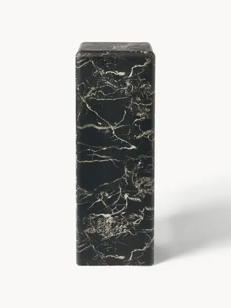 Decoratieve zuil Look in marmerlook, Polyresin bedekt met melamine folie, Zwart, marmerlook, B 33 x H 91 cm