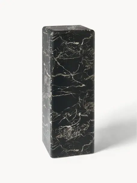 Columna decorativa en aspecto mármol Look, Poliresina cubierta con lámina de melamina, Negro aspecto mármol, An 33 x Al 91 cm