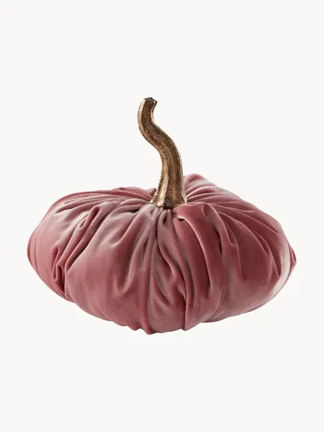 Calabaza decorativa de terciopelo Pumpis, Ø 19 cm, 15% poliresina, 35% acrílico, 25% poliéster, 25% relleno de arena de cuarzo, Rosa, Ø 19 cm