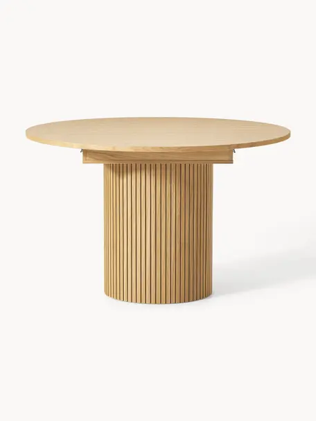 Rozkladací jedálenský stôl s drážkovanou štruktúrou Filo, 120 - 160 x 75 cm, Lakované dubové drevo, Š 120/160 x H 120 cm