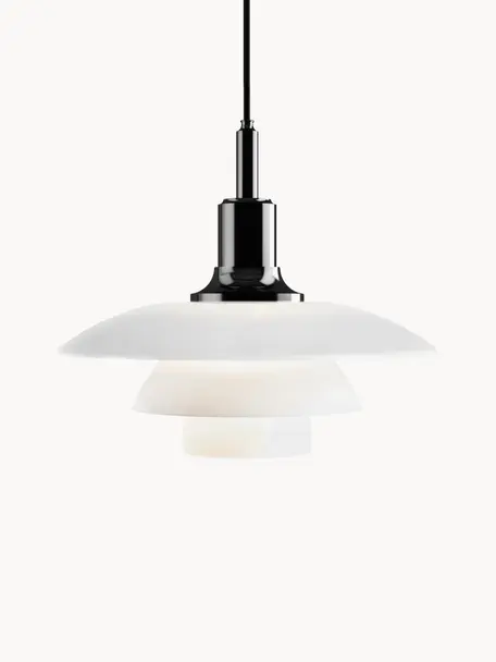 Lampada a sospensione in vetro soffiato PH 3½-3, Paralume: vetro opalino soffiato a , Nero, bianco, Ø 33 x Alt. 29 cm